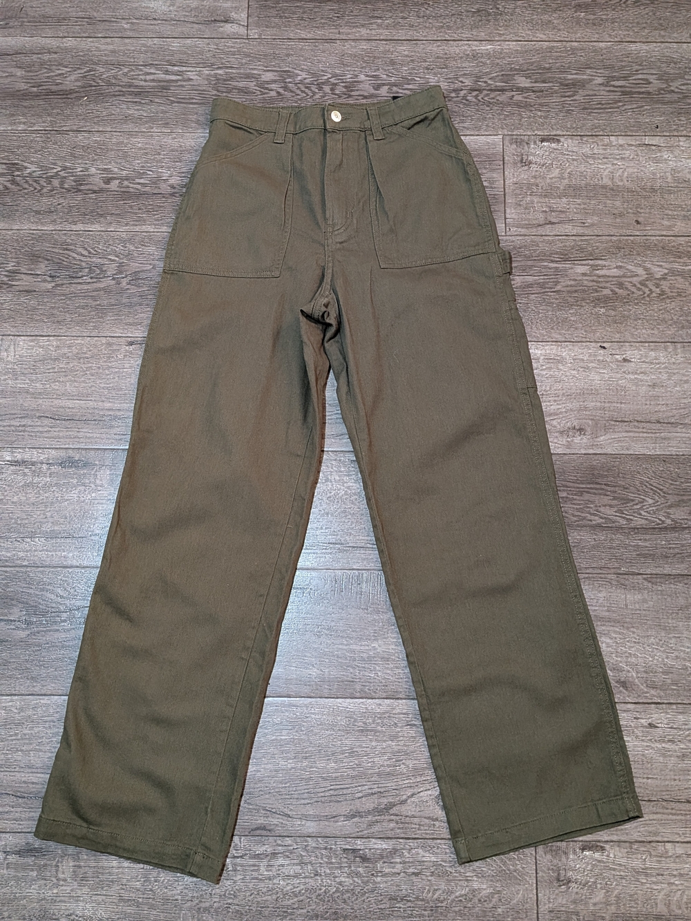 NWT Women's Carpenter Pants 6 Olive Green Utility Straight Leg Twill Workwear 38